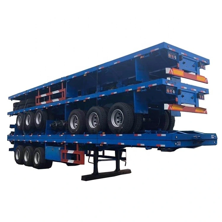 3/4eixos 60 toneladas 20/40 FT contentor Transporte Plataforma plana alta Plataforma de plataforma de plataforma para camião Plano, reboque semi-reboque