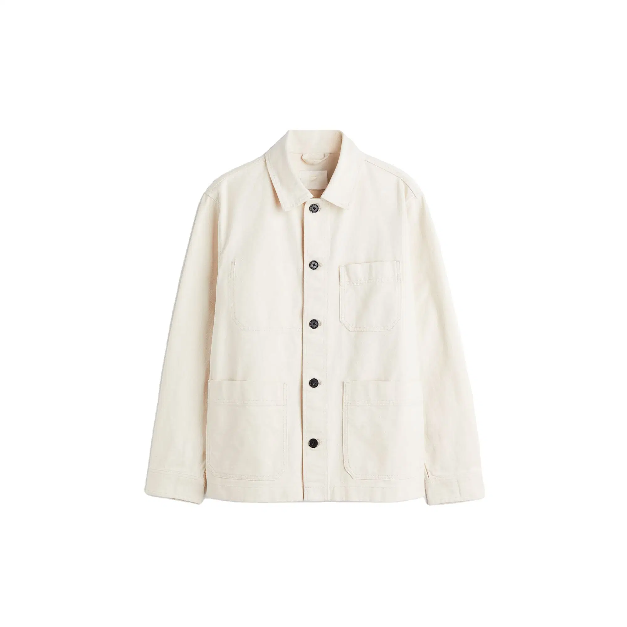 Long Sleeve Three Pocket Denim Overshirt White Denim Jacket Shirt