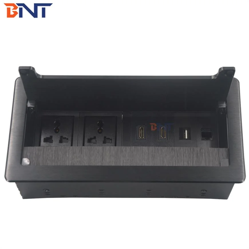 Boente Factory Price Soft Close Office Tabletop Brush Clamshell Flip up Socket Cable Management Box