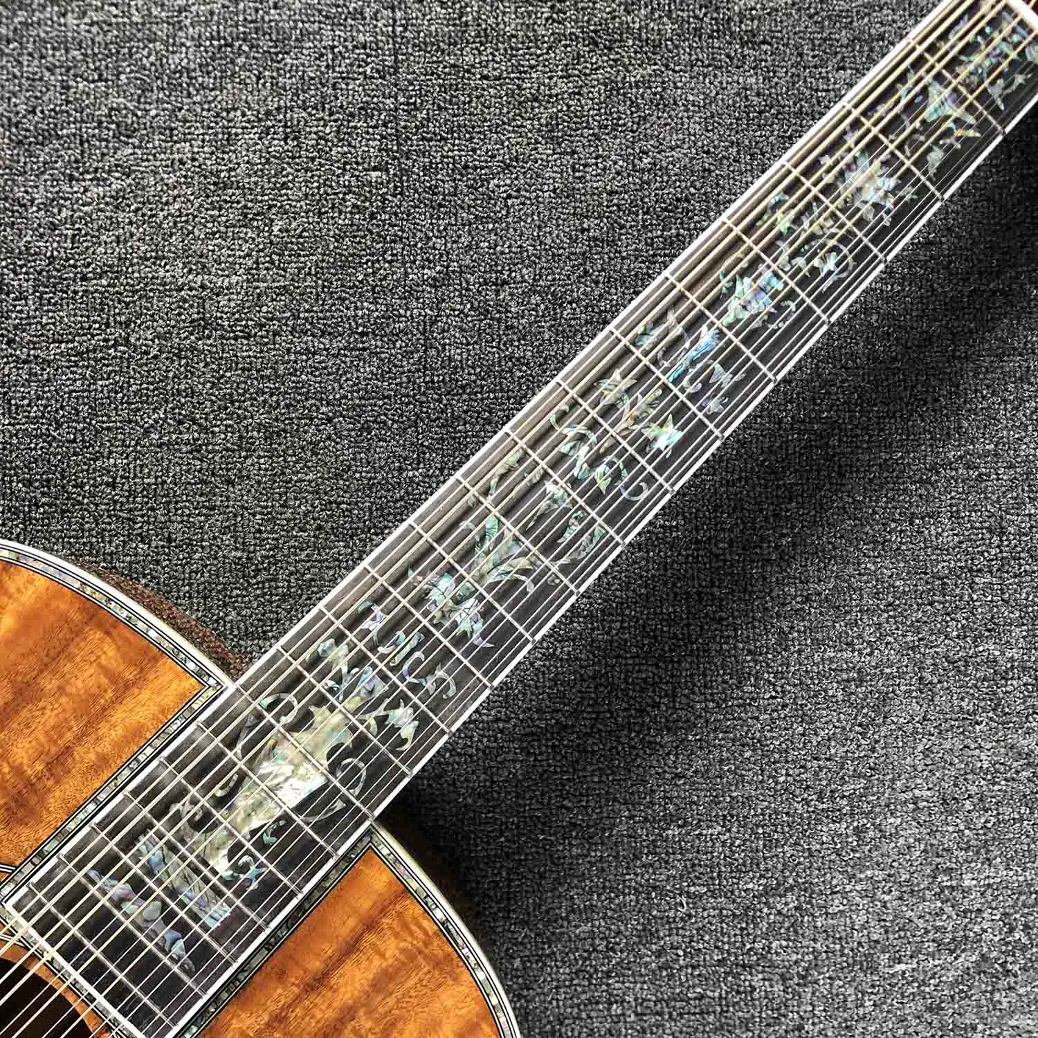 Custom 12 Strings All Koa Wood D Type Guitarra acústica 41 pulgadas Real Abalone incrustación Ebony Fingerboard