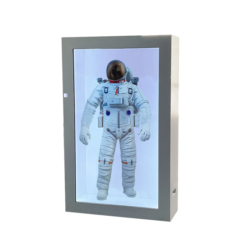 Custom 3D Affichage de publicité 65pouces LCD Full HD de voir à travers l'écran LCD transparent Cabinet vitrine LCD transparent WiFi Box