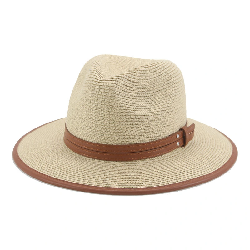 Primavera al por mayor Verano Korean papel envuelto Straw Beach Cap Lady Sombrero de Sun de moda británica de diseño