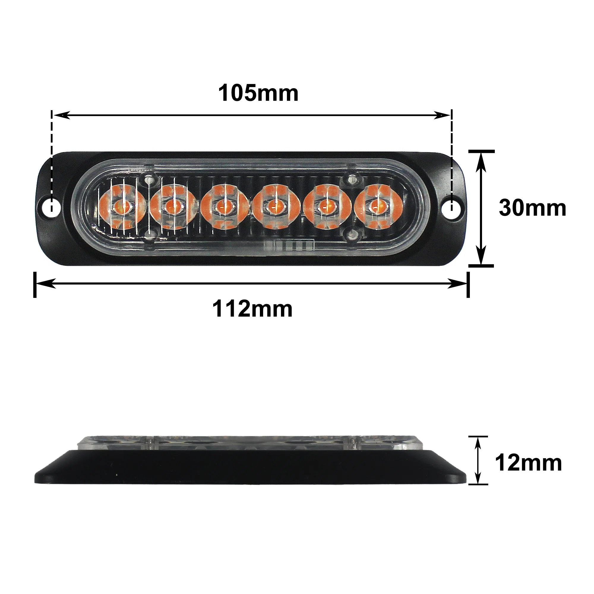 Haibang Tir6 LEDs Big Power 1W LED Warning Motorcycle Car Surface Mounting Grille Light