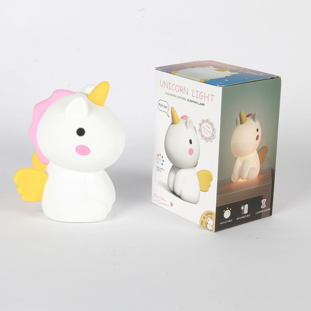 Yichen Unicorn Shaped Rechargeble LED Silicone Night Light with Touch RGB Light