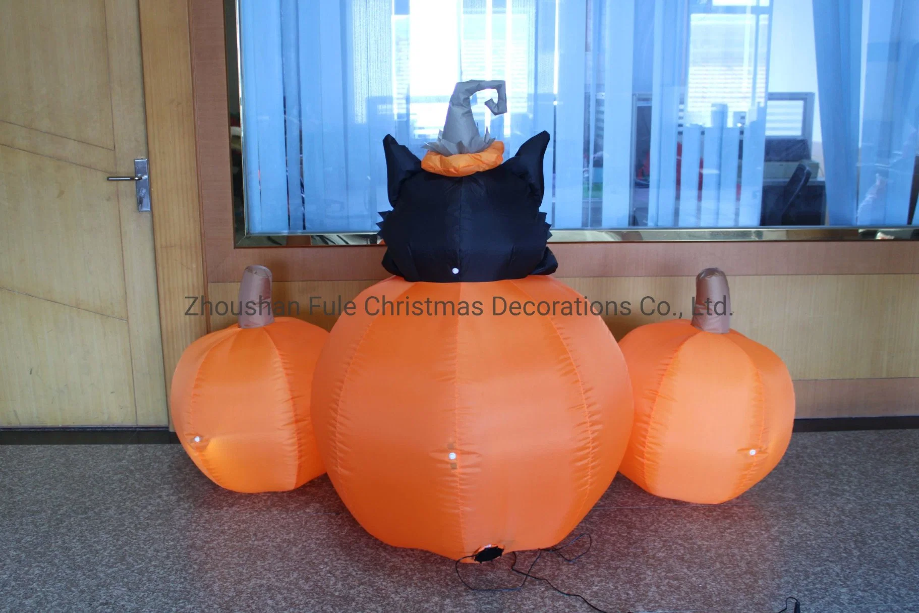 Halloween Inflatable Black Cat with Pumpkins FL21qp-28