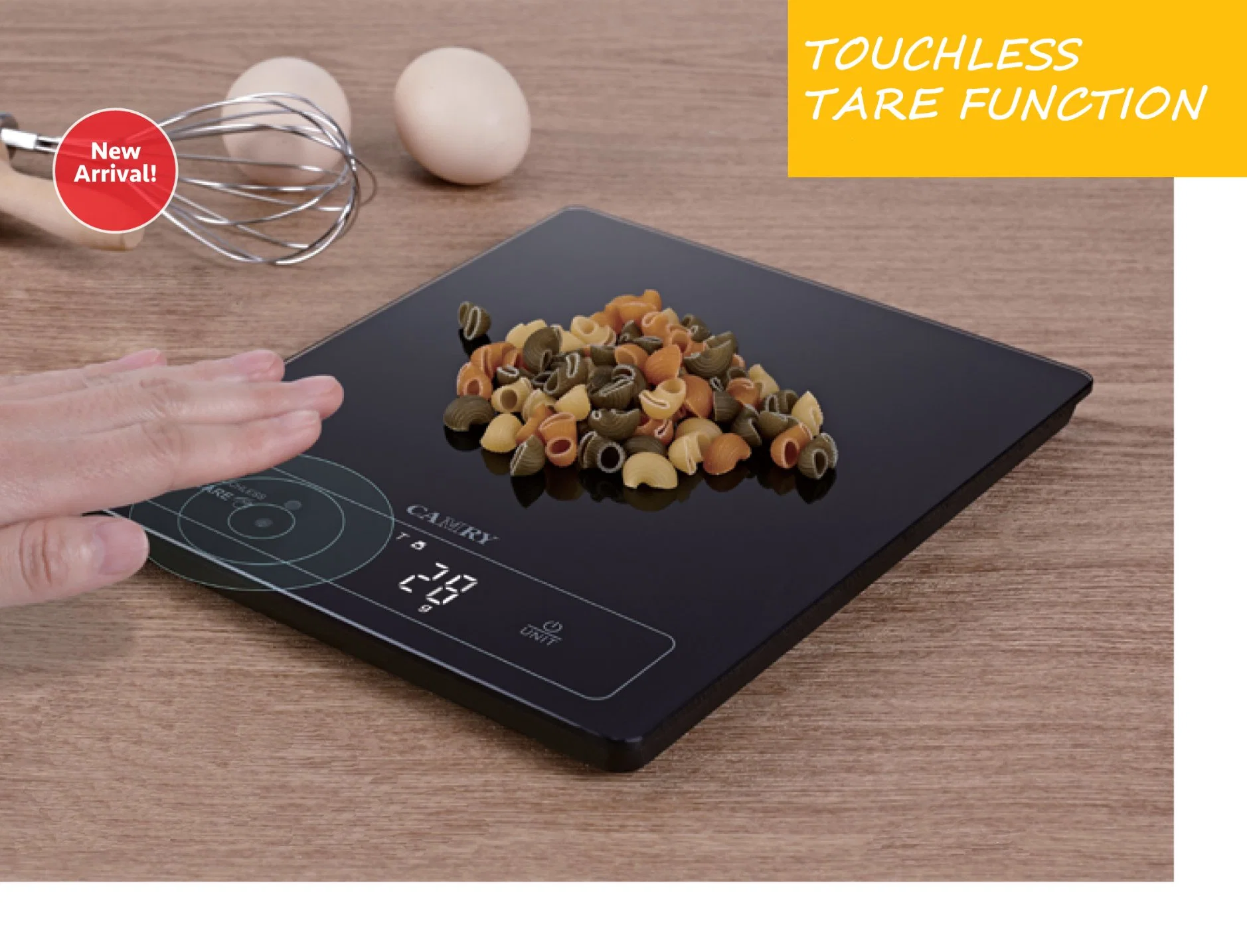 Zhongshan Glass New Arrival Electronic Weighing Kitchen Scale Touchless Infrared Induction LED Digital Scale