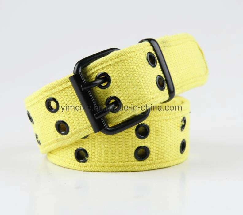 Hot-Selling Unisex Men Lady Fashion 2 Holes Cotton Polyester Fabric Belt