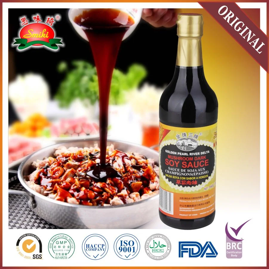 Good Taste Golden Pearl River Delta Brand 500ml Mushroom Dark Soy Sauce to Improve Color & Flavor