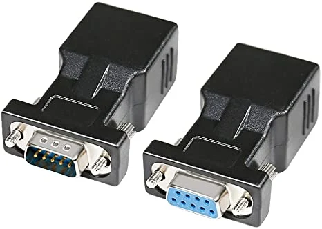 RS232 DB9 a RJ45 adaptador serial DB-9 hembra a RJ-45 hembra y macho dB9 Hembra a RJ45 Convertidor Ethernet (2 Pack, dB9-F a RJ45-F y dB9-M a RJ45-F)