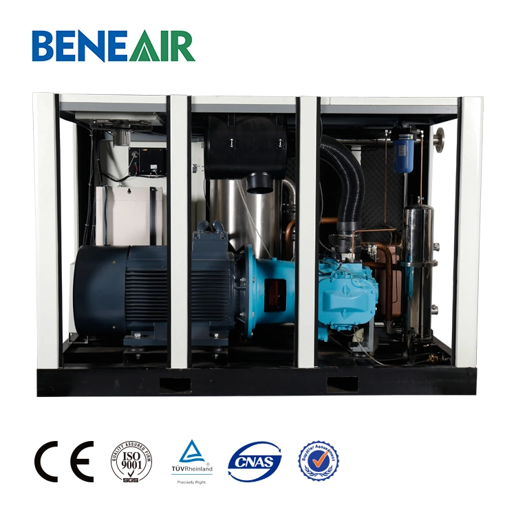 7bar 8bar 10bar Water Cooled 160kw 220HP Direct Drive Water-Injected Oil-Free Rotary Single Screw Type Pm VSD Air Compressor