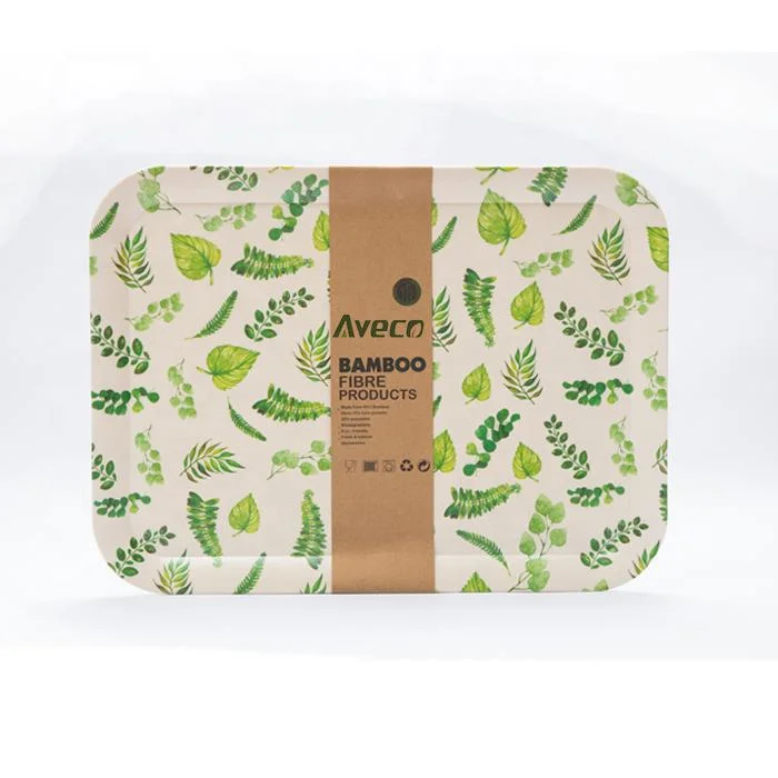 Venda por grosso de 12 polegadas moderno estilo personalizado Eco-Friendly Melamina de fibra de bambu redonda bandeja definida com pega próprio Imprimir