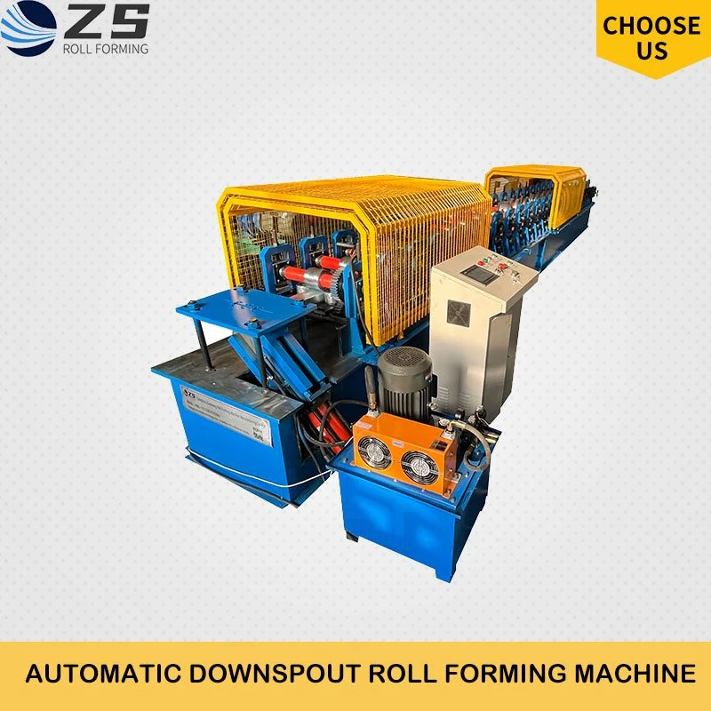 Square Galvanized Color Steel Rain Downspout Pipe Making Roll Forming Machine with Cutting Device Automatically