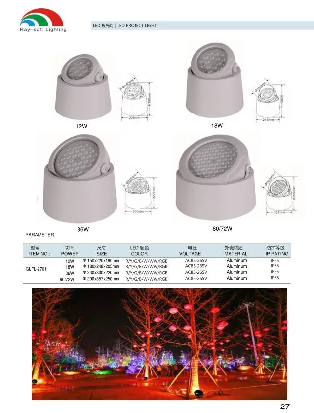 36W exterior IP65 LED impermeable paisaje árbol Spot Jardín exterior Lámpara de inundación