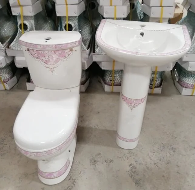 Chaozhou Factory Sanitary Ware Golden Decorative Toilet and Basin