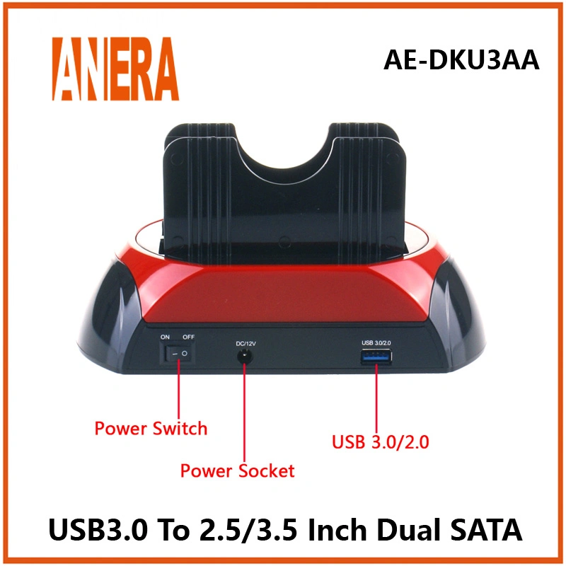 Anera USB3.0 de alta calidad, todo en uno de 3,5 pulgadas de doble estación de acoplamiento para disco duro SATA de 2,5/3,5 pulgadas SATA/IDE HDD/SSD Alojamiento