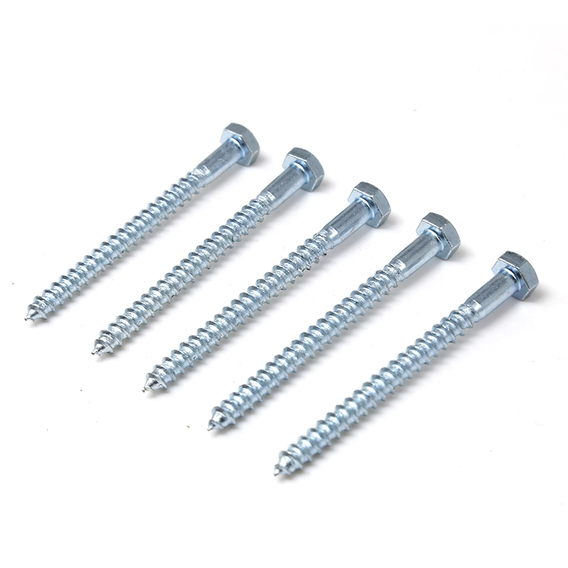 Hex Head Cap Tapping Long Wood Screws Zinc DIN571 Hexagon Head Self Tapping Half Tooth Screw M6 M8 M12