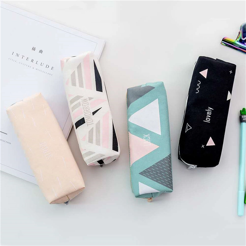 fashion Eco-Friendly Fabric Canvas Pouch Office School Children Pencil Box Zipper Bag