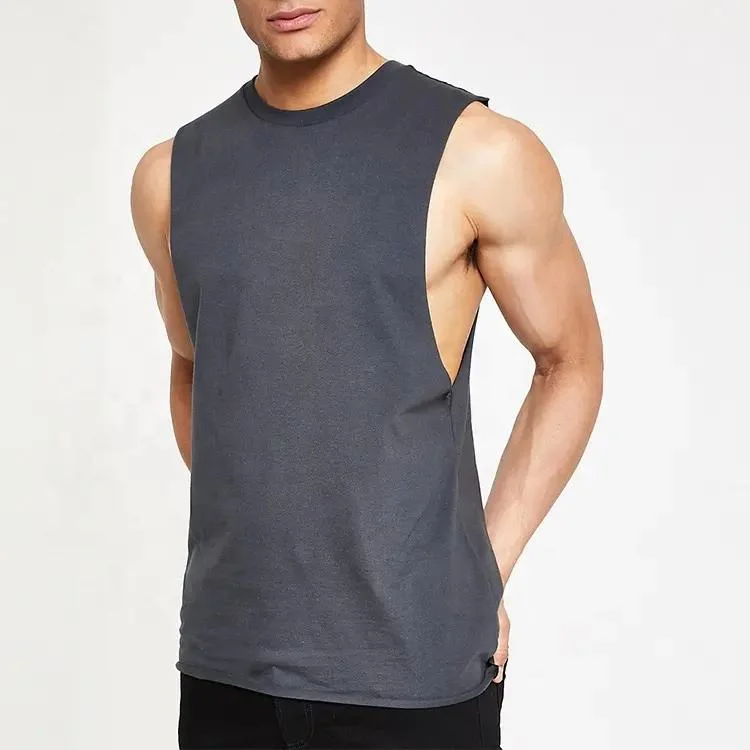 Summer Casual Round Neck Sleeveless 100% Cotton Plus Size Men's Tank Tops