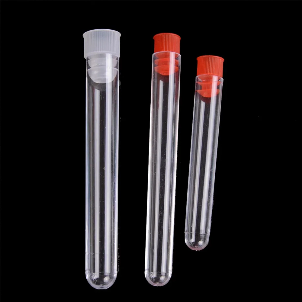 Tubos de ensaio de plástico para química tubos vedantes Caps Pack Container Office Materiais de laboratório de Química escolar