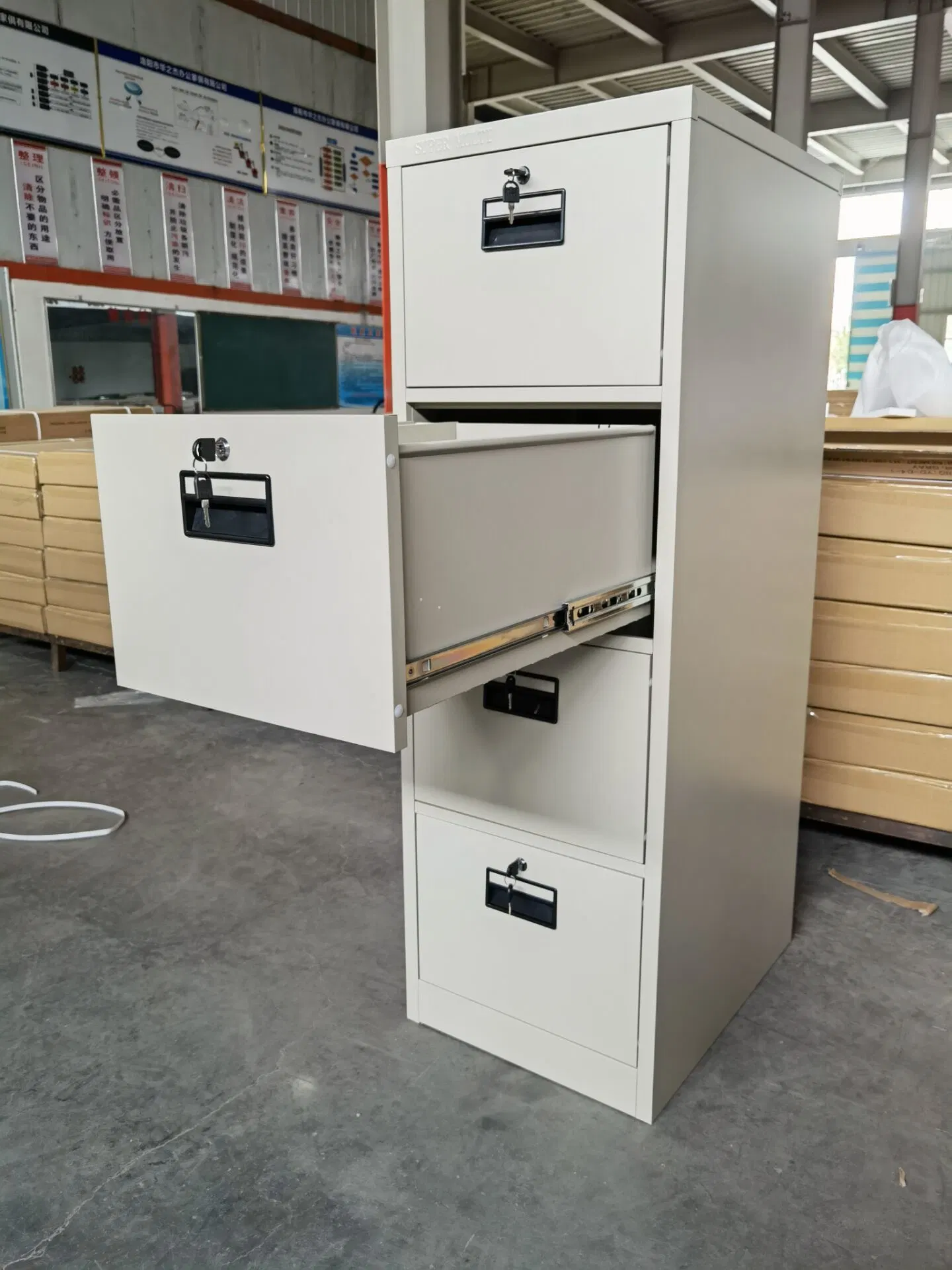Büromöbel aus Stahl 4 Schubladen Vertikal Stahl Aktenschrank mit 4 Sperre