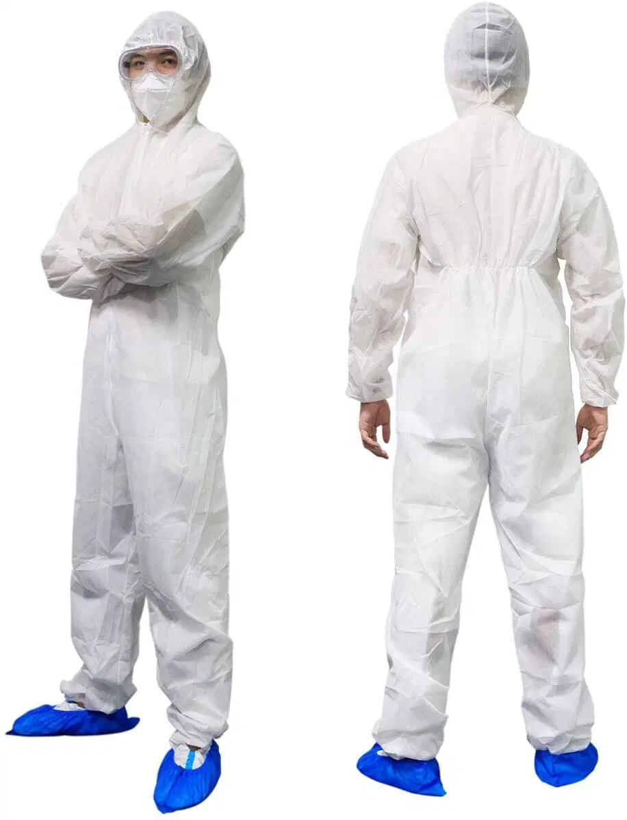 Disposable Medical Isolation Long Front Zipper Elastic Waistband Cuffs Protective Coverall Suit