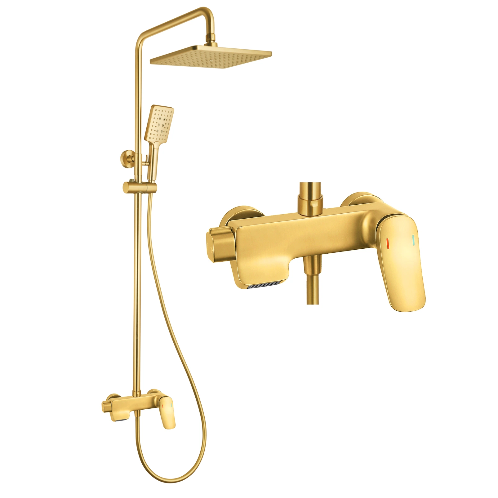 Bathroom Cost-Effective Three Function All Brass Body Hot and Cold Brushed Gold Shower Faucet