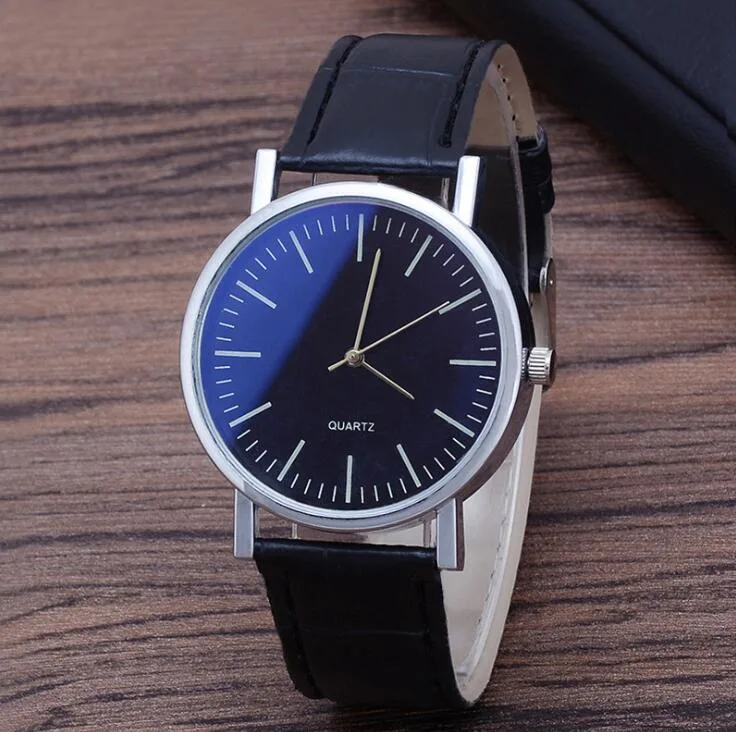 Hot Luxury Brand Geneva Watch Men Fashion Number Leather Black Casual Watch