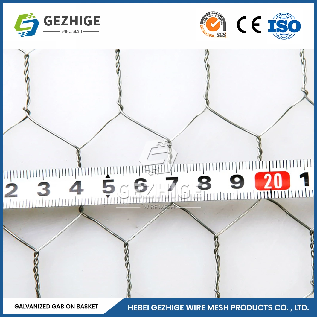 Gezhige 100X120 mm Gabion Wire Suppliers 2.0-4.0mm Wire Thickness PVC Coated Metal Wire Gabion China 2.0*1.0*0.5 M Gabion Wire Mesh Box