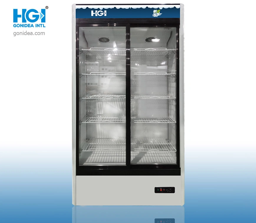 Commercial Glass Double Door Display Freezer Cold Drink Freezer Lsc-660y