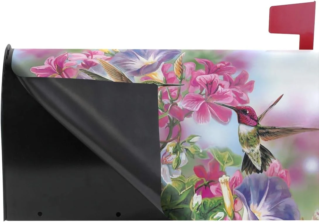 Enveloppes de courrier magnétique personnalisées pour boîtes aux lettres à motif colibris et fleurs Jardin Yard décor de maison pour l'extérieur