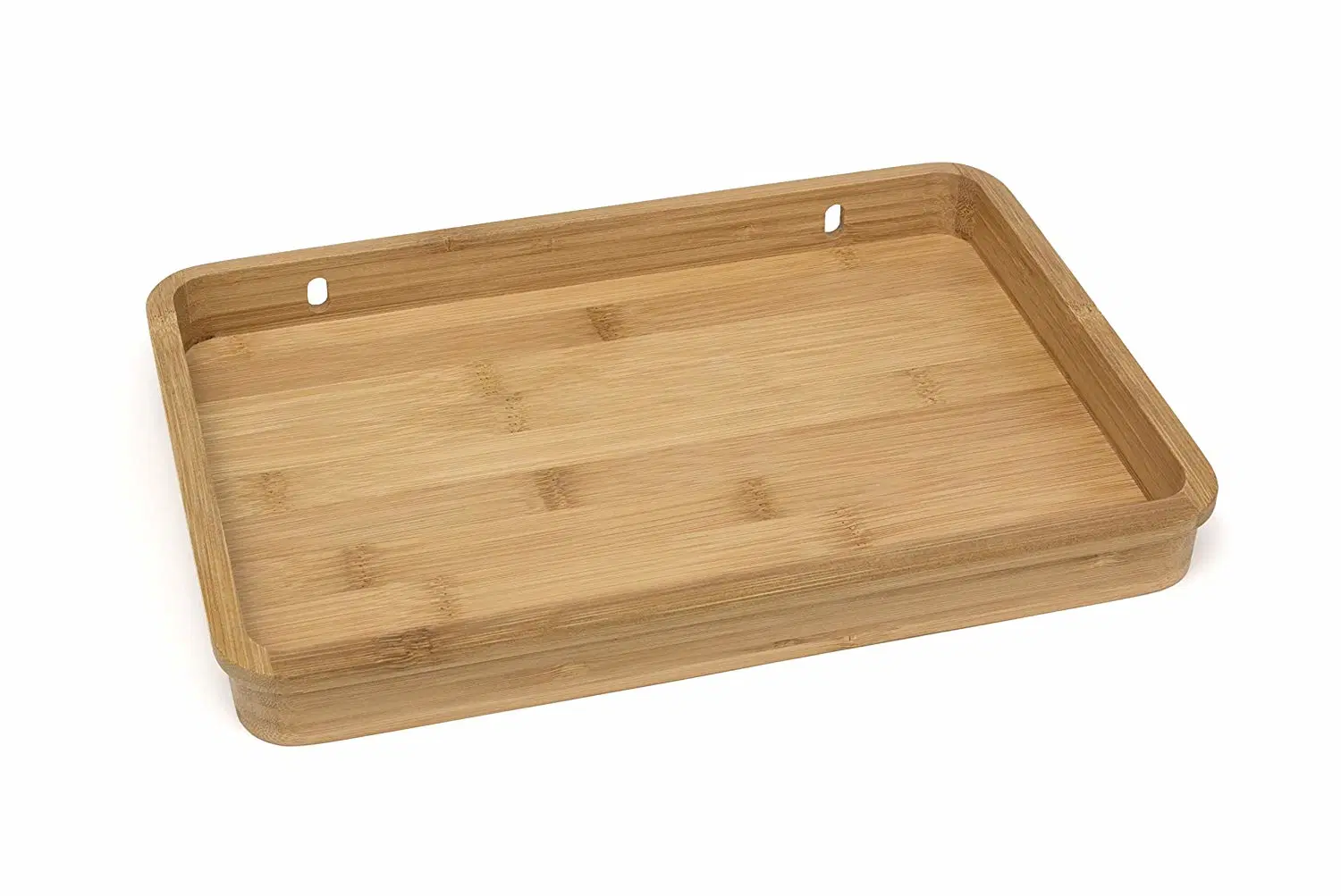 Bamboo Wood Multipurpose Valet Tray with Recharger Cord Holes, 11-7/8" X 8-3/8" X 1-3/8"