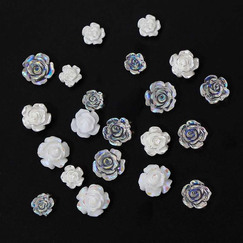 12 Grid White Jade Camellia Nail Art Set Decorations