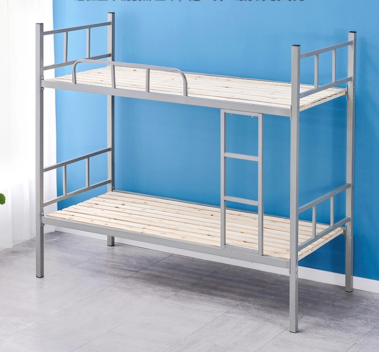 School Student Apartment Wrought Iron Double Dormitory Low Bed with Grey Spraying