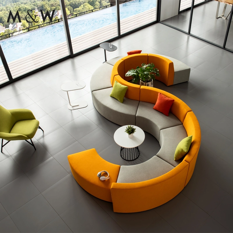 M&W Free Combination Infinite Extension S-Shaped Fabric Curved Office Reception Lobby Sofa Set Design