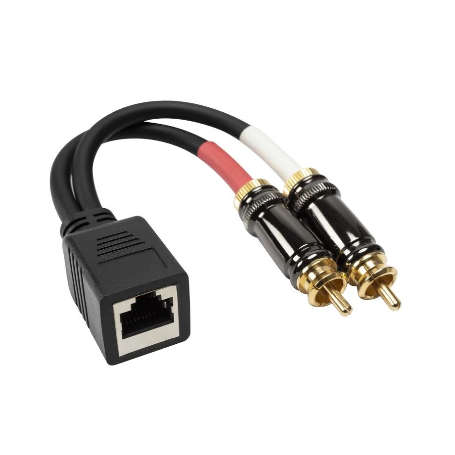 Gold Plated 2 RCA Male to RJ45 Female Stereo Cable