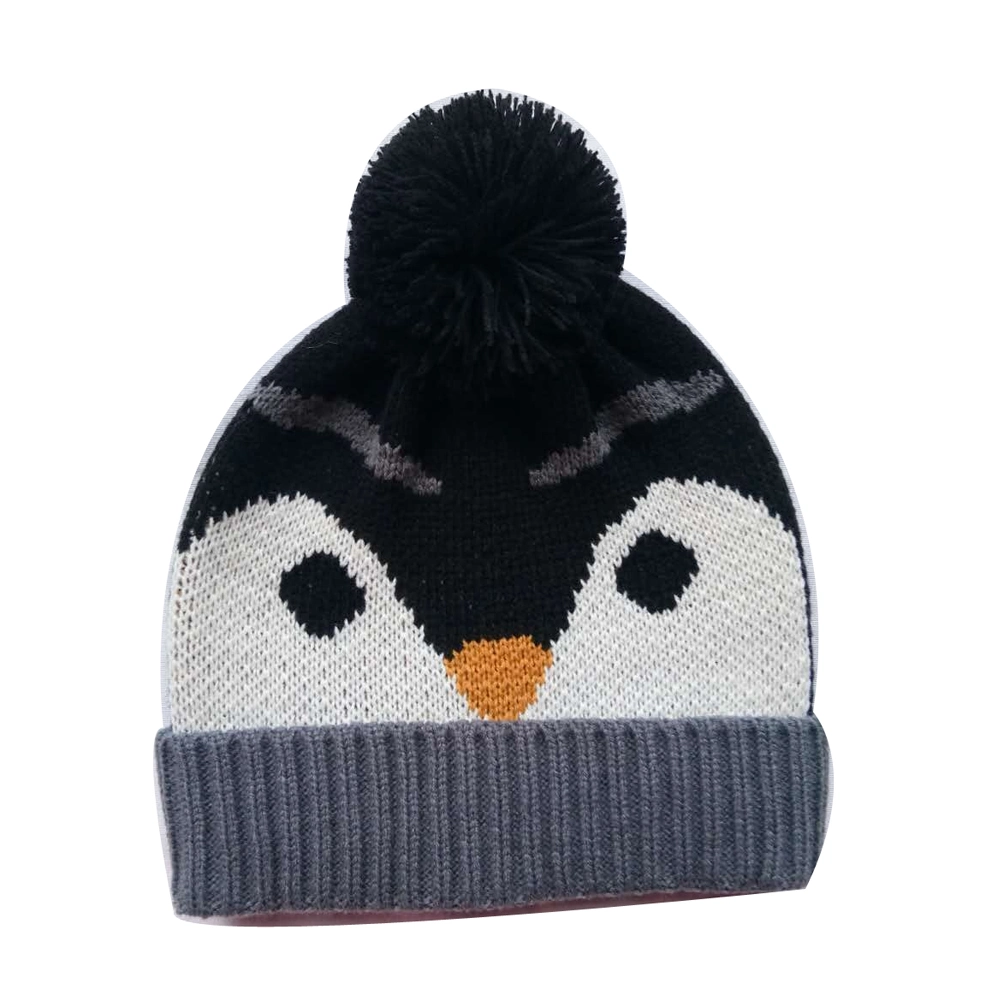 Kinder Winter Mode Warm Bär Jacquard Stickerei Lurexy Bobble Hut Kappe