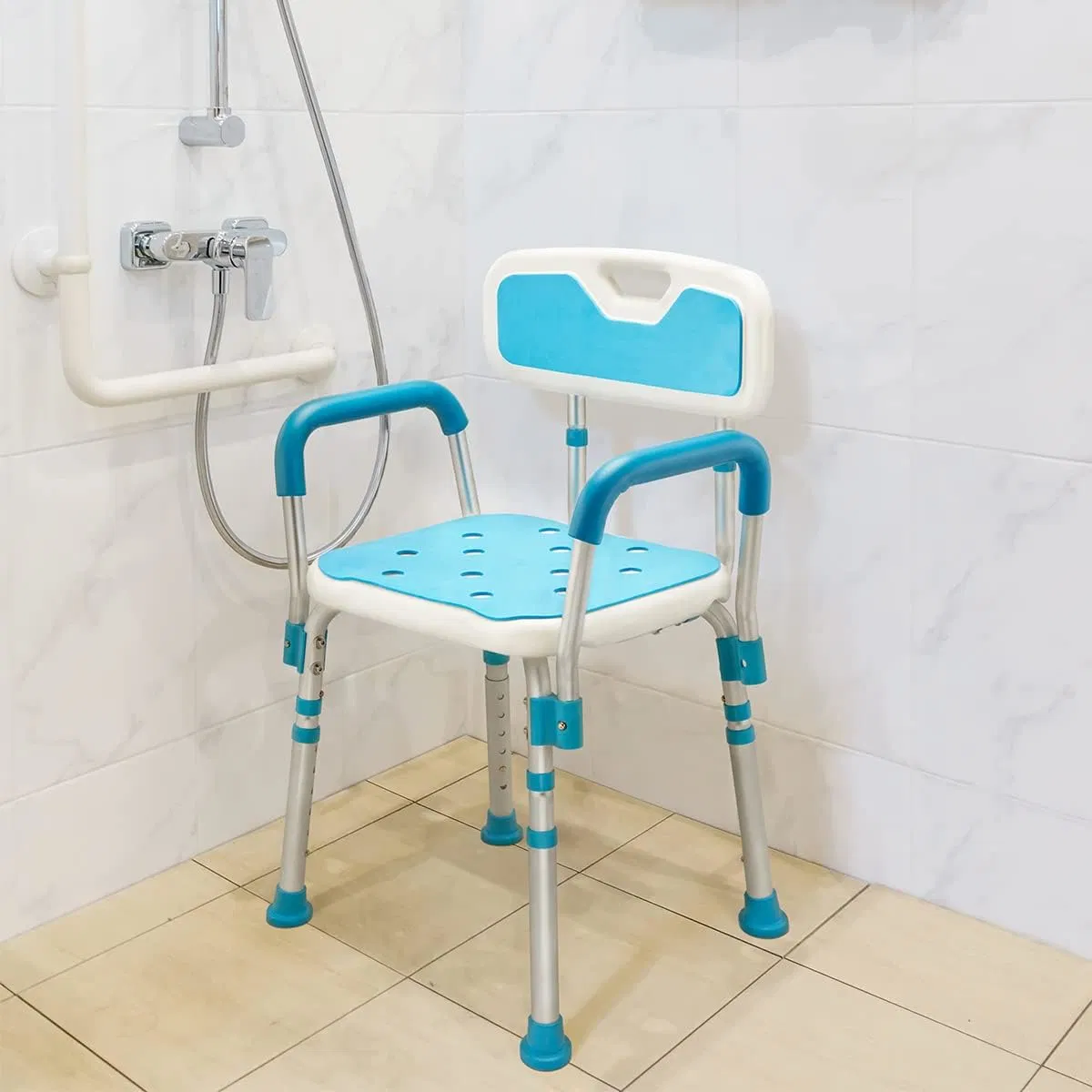 Bliss Medical Adjustable Shower Chair Bathtub Seat with Back Removable Arms for Handicap Disabled Elderly