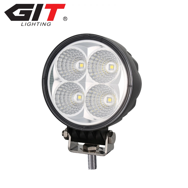 IP68 4inch Black Round 40W Flood LED Working Light for Expedition Vehicles, Pickup Trucks, Excavator