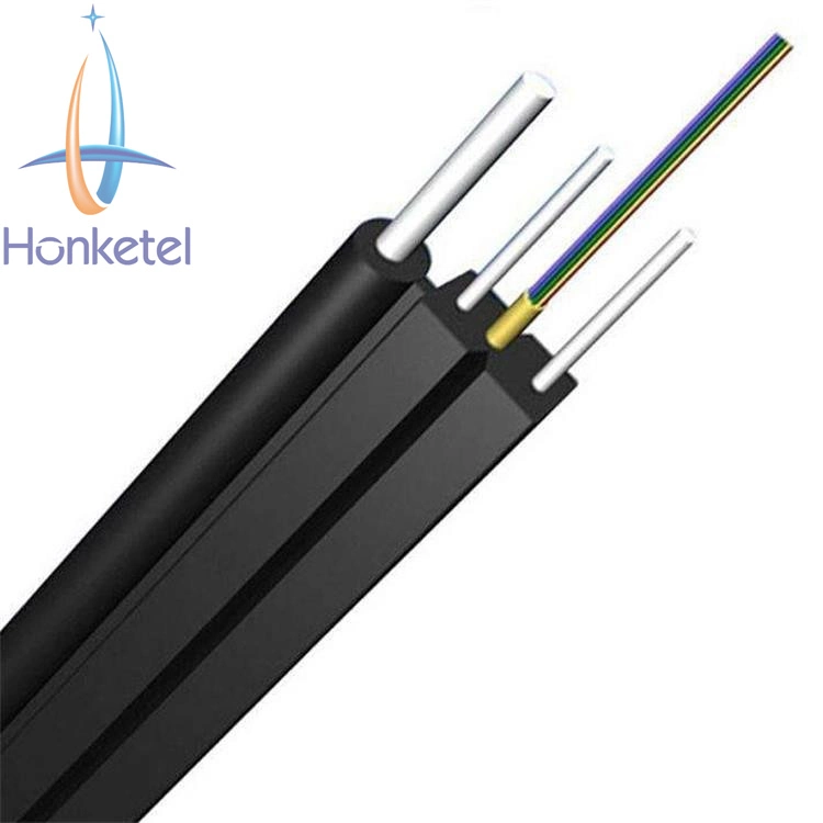 En el interior de 2 núcleos exteriores FTTH Self-Support Tipo Alambre de acero cables de fibra óptica monomodo Cable de bajada (GJYXFCH)