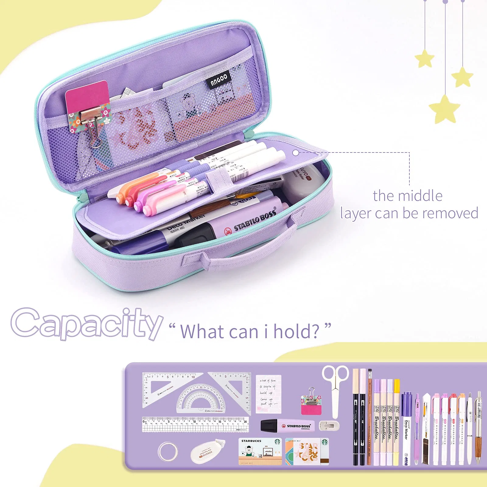 Cute Pencil Case Unicorn Pencil Pouch Medium Capacity Portable Multifunction Pen Bag with Compartments for Girls Kids Teen