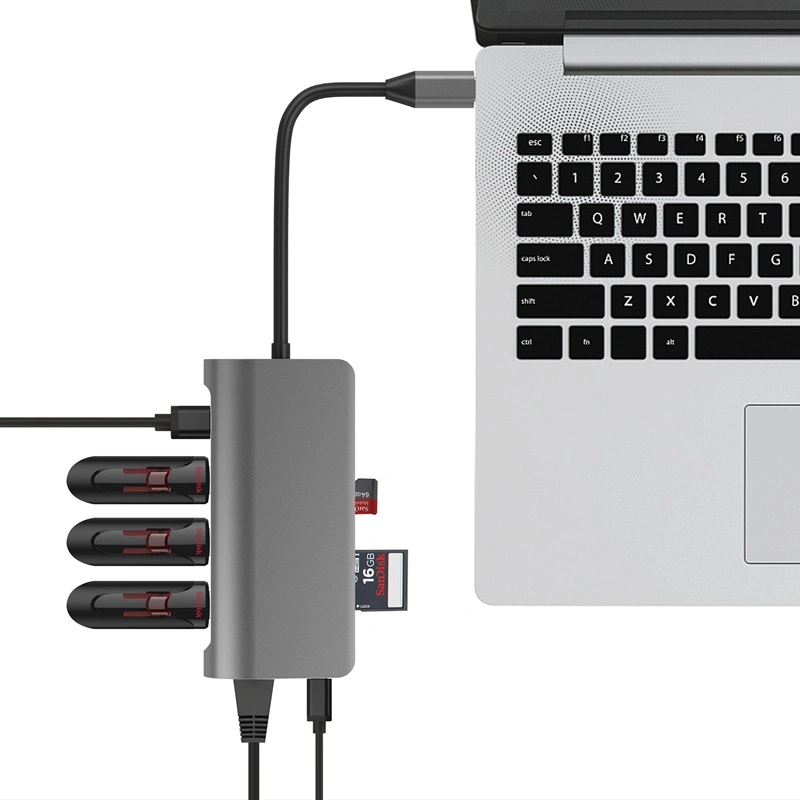 3 adaptateur multiport USB 8 en 1 concentrateur 3.1 de type C.