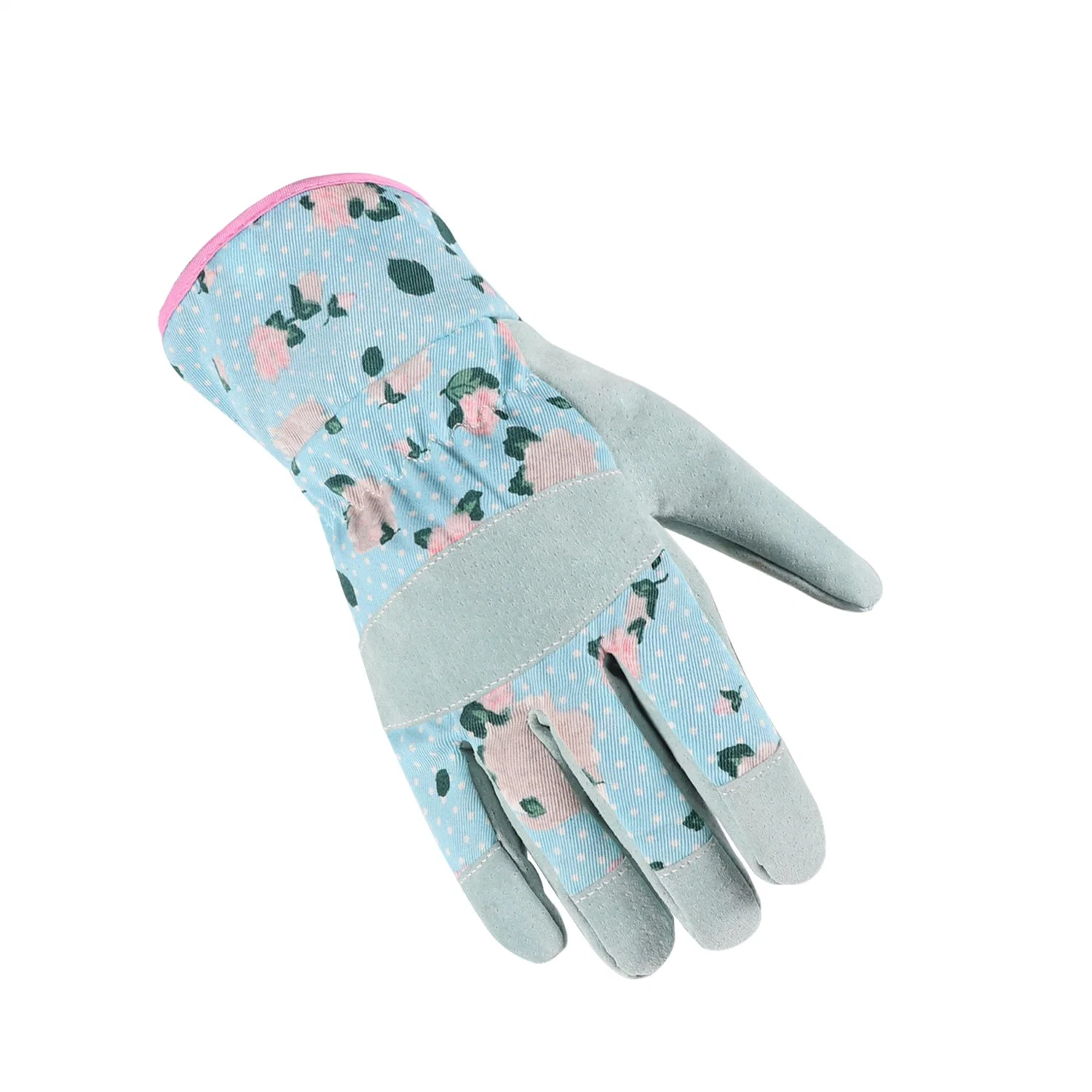 Leather Printing Floral Garden Work Gloves for Household Usage Soft