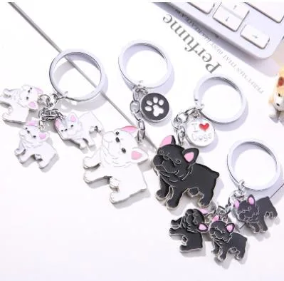 Best Selling Custom Studded Tumbler Rabbit Bulldog Metal Souvenir Keychain