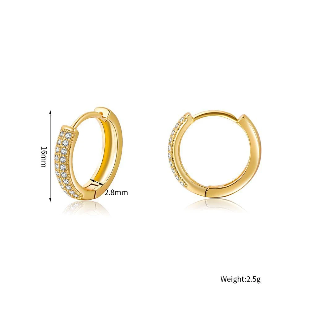 Circle Earrings Brass Gold Plated Color Preserving Jewelry Full of Diamonds Hoop Earrings