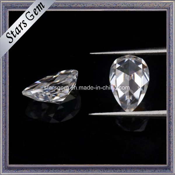 Customized Flat Bottom Excellent White Quality Pear Rose Cut Moissanite