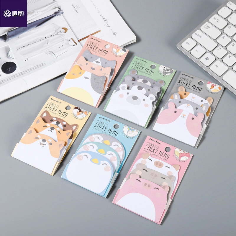 Office Supplies Cartoon Animals Shape Self-Stick Memo Pad Stationery Cute Sticky Notes