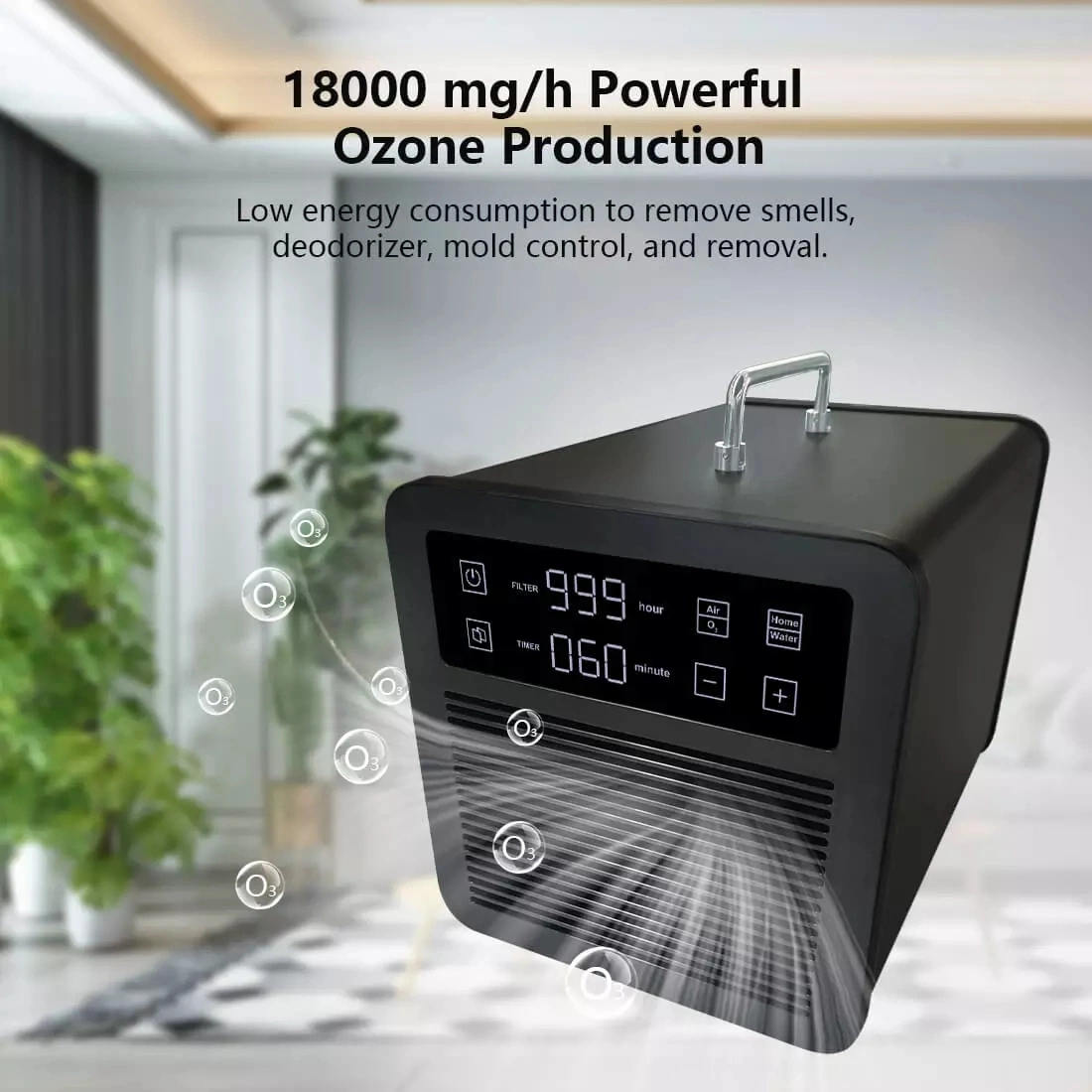 Rooms Smoke Cars Pets Commercial Ozone Generator 18000mg/H O3 Machine Home Air Cleaner