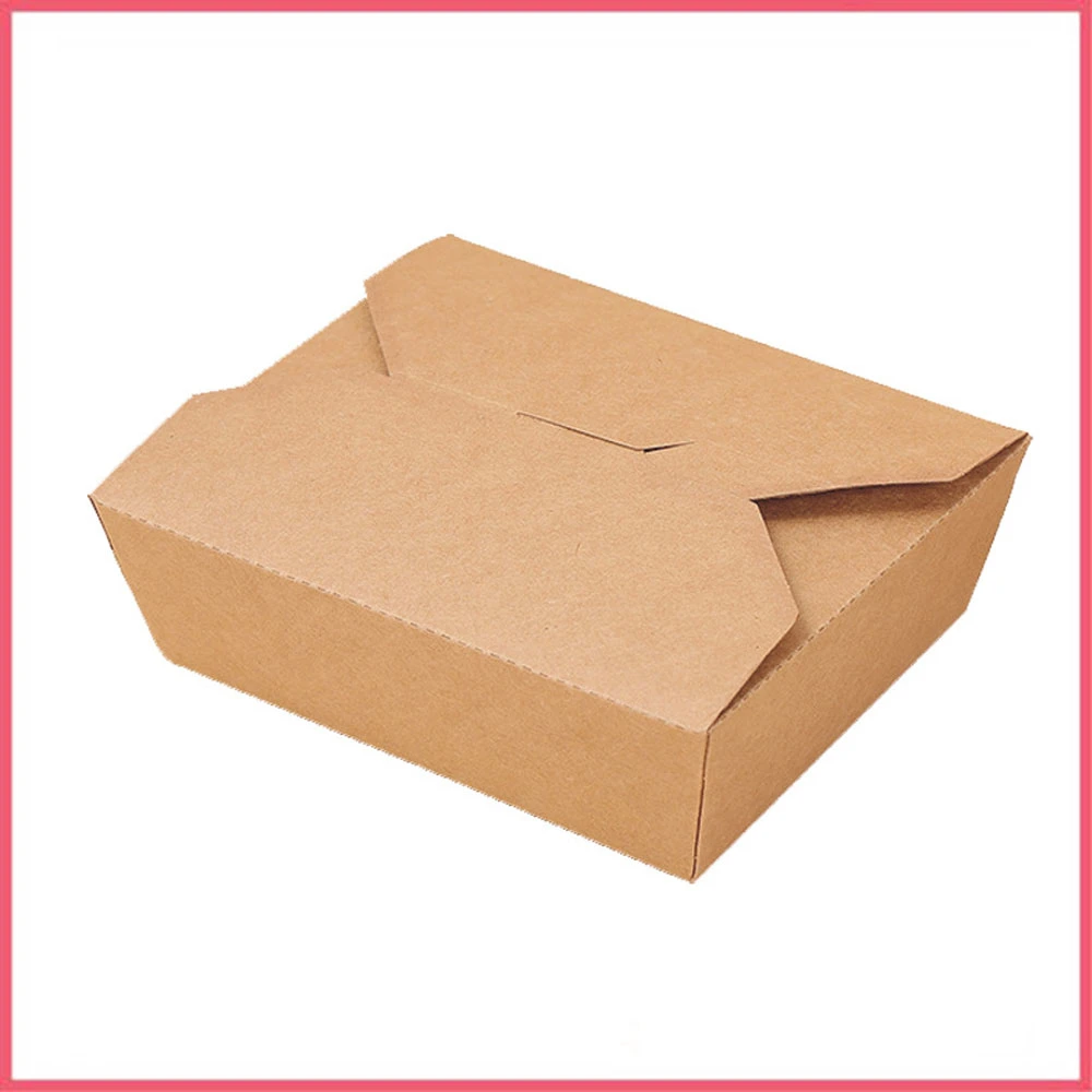 200PCS/Box 800ml Fsc FDA Custom Kraft Paper Waterproof Oil-Proof Salad Hotdog Snack Sushi Fried Chicken Disposable Lunch Meal Takeaway Fast Food Box Container