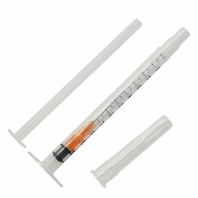 Disposable Medical Orange Cap 1ml Insulin Syringe with Fixed Needle