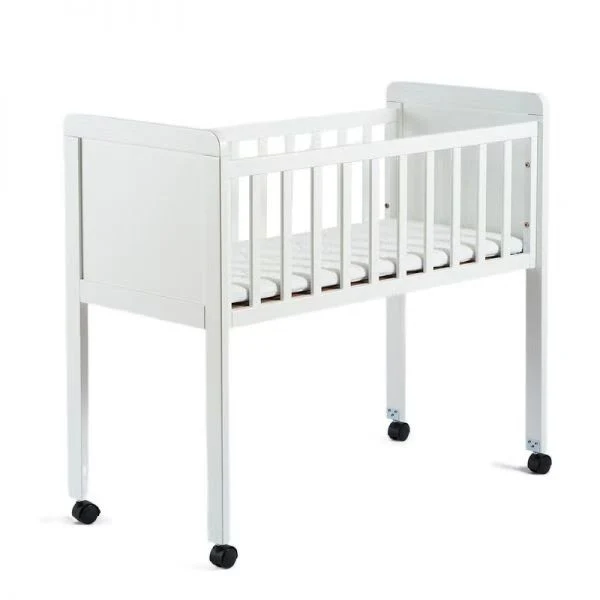 Scandinavian Style Nursery Baby Bed Cot Wooden Crib with Wheels